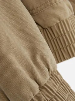 Płócienna kurtka ze sztucznej skóry z kołnierzem