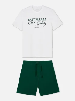 Piżama z szortami i nadrukiem