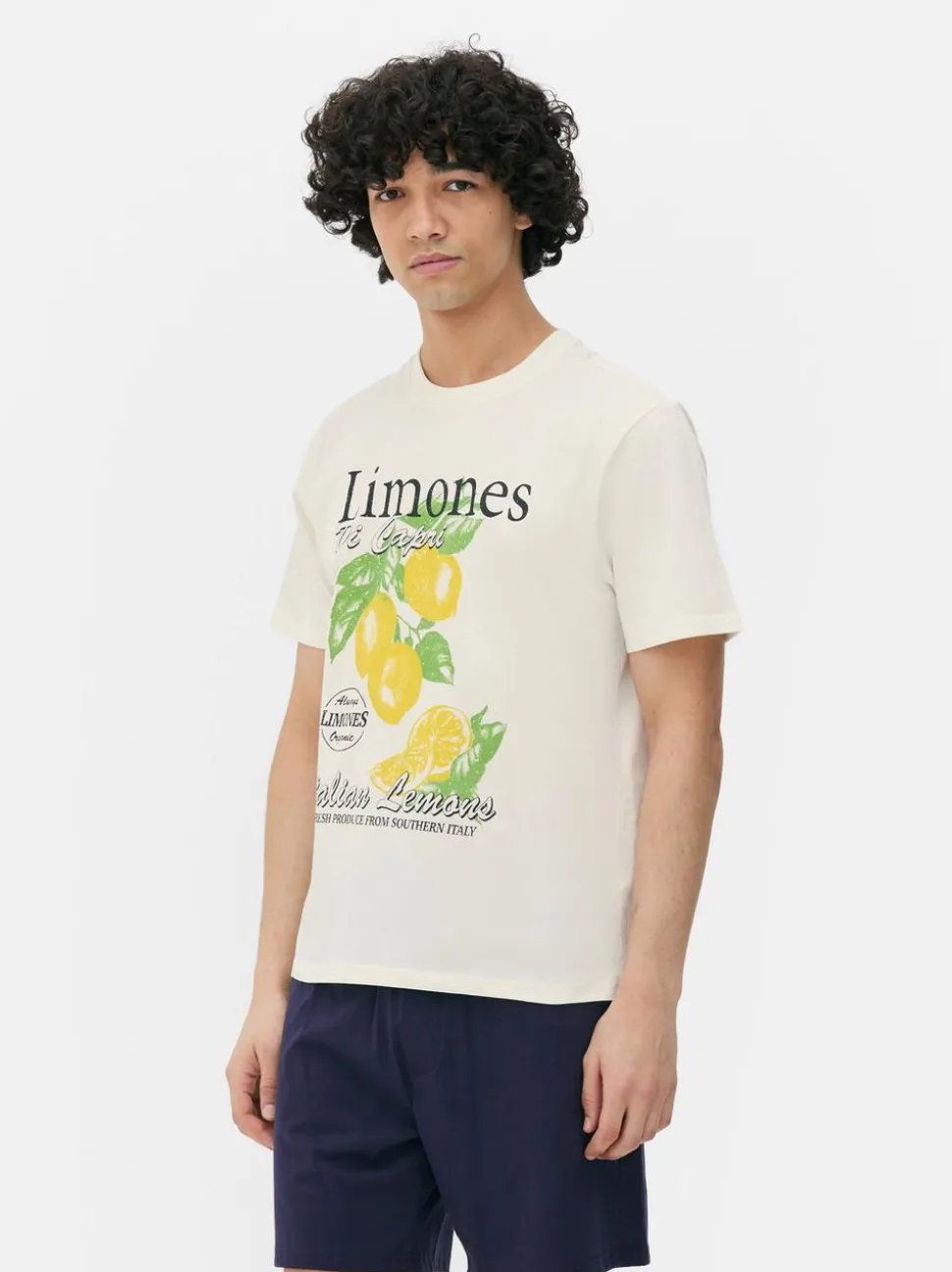 Piżama z szortami i nadrukiem z motywem cytryn