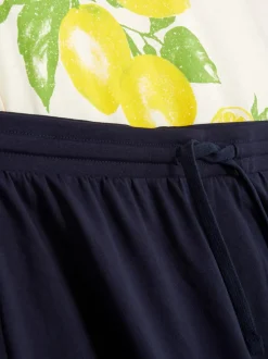 Piżama z szortami i nadrukiem z motywem cytryn