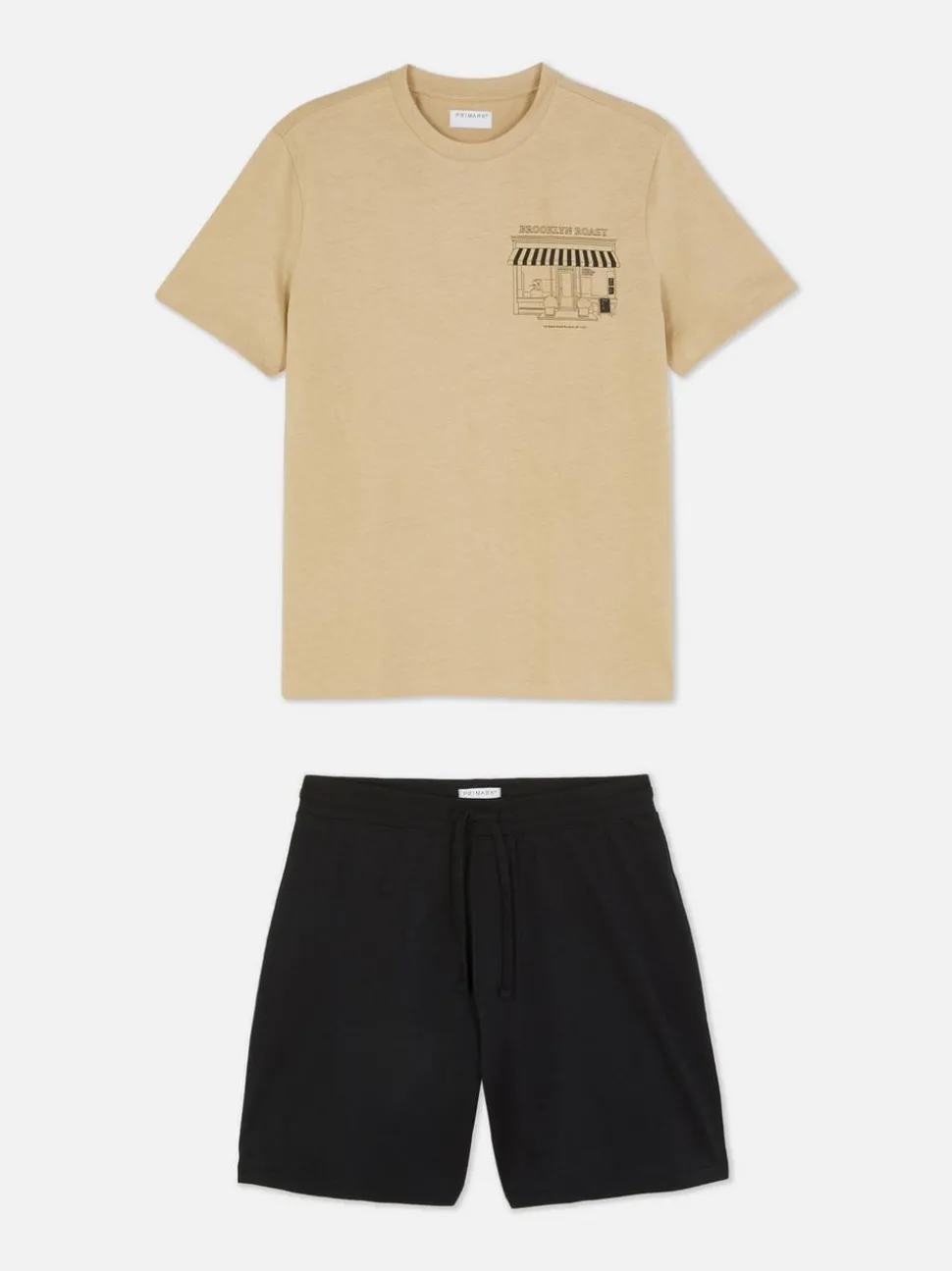 Piżama z szortami z motywem brooklińskiej kawiarni