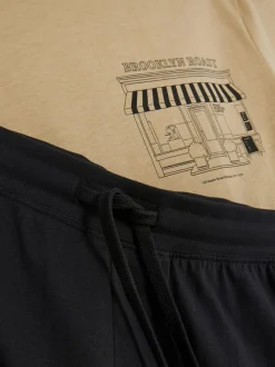 Piżama z szortami z motywem brooklińskiej kawiarni