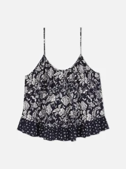 Piżamowy top na ramiączkach w kwiaty