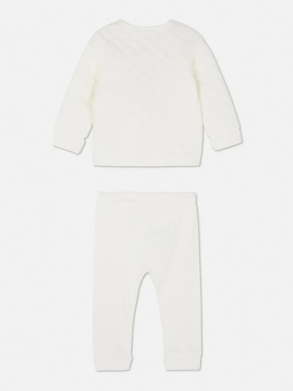 Pikowany komplet z topem i spodniami z aplikacją