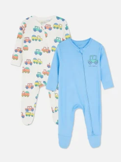 Śpioszki na suwak ze wzorem w samochodziki, 2 szt.