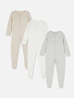 Śpioszki z długim rękawem, 3 pary