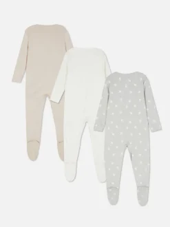 Śpioszki z długim rękawem, 3 pary
