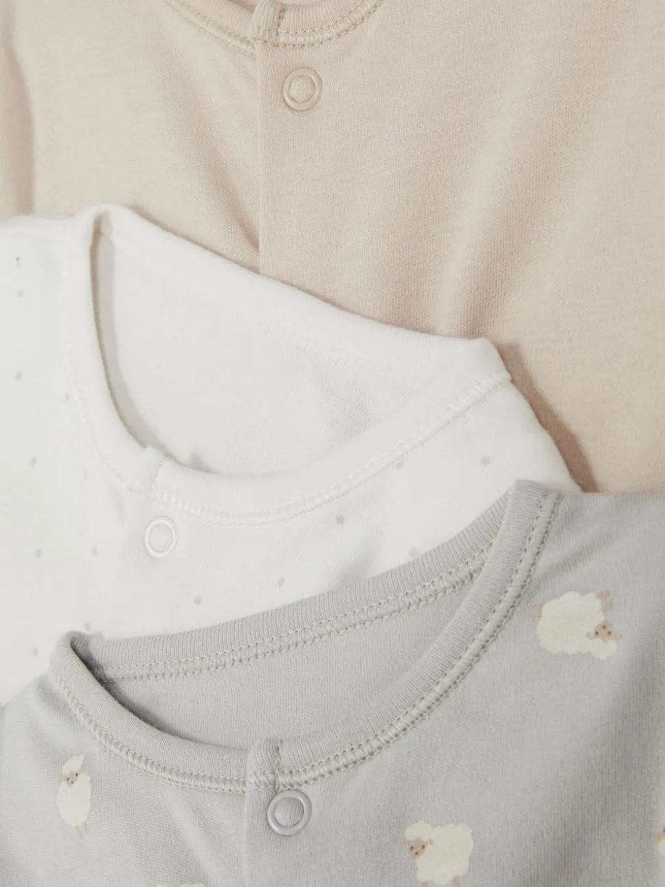 Śpioszki z długim rękawem, 3 pary