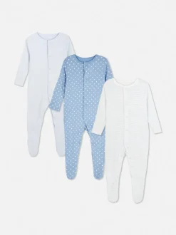 Śpioszki z długim rękawem w gwiazdki, 3 szt.