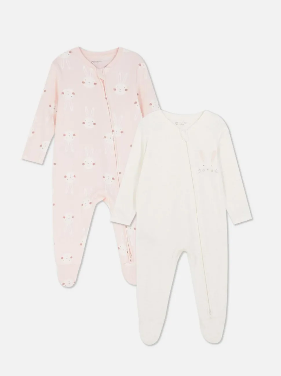 Śpioszki z motywem królika zapinane na zamek, 2 szt.