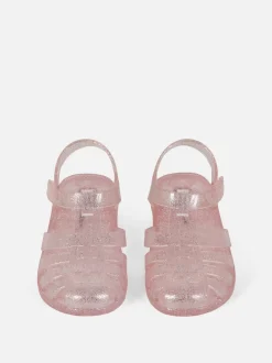 Plastikowe sandały z brokatem