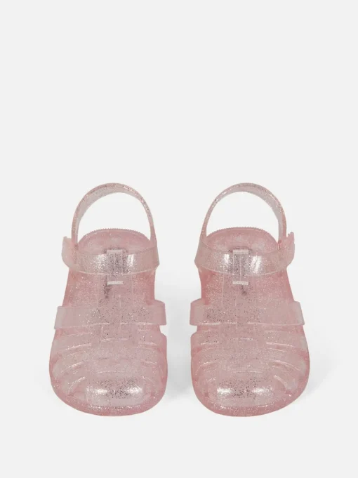 Plastikowe sandały z brokatem