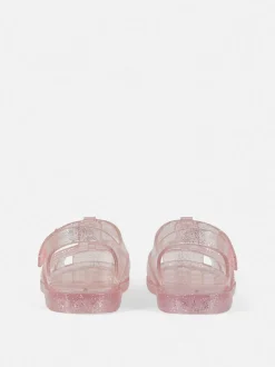 Plastikowe sandały z brokatem