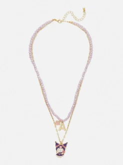 Podwójny naszyjnik z inicjałem, Kuromi z Hello Kitty