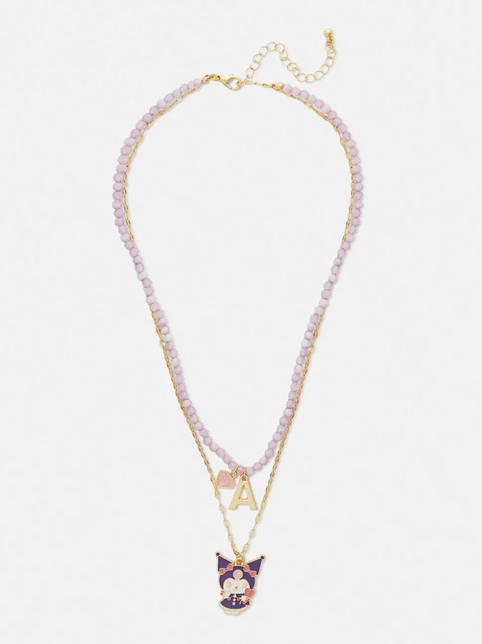Podwójny naszyjnik z inicjałem, Kuromi z Hello Kitty
