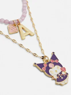 Podwójny naszyjnik z inicjałem, Kuromi z Hello Kitty