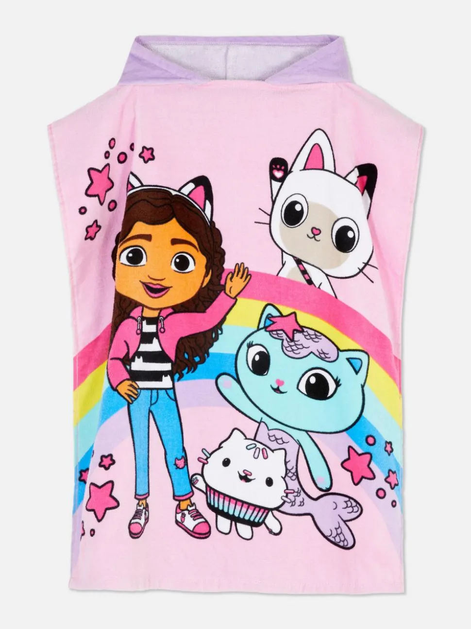 Ponczo z kapturem z tkaniny frotte, Koci domek Gabi