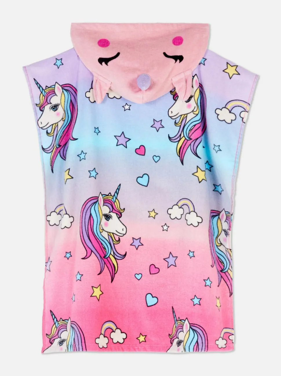 Ponczo z tkaniny frotte z kapturem i jednorożcem