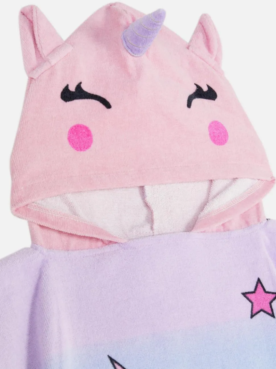Ponczo z tkaniny frotte z kapturem i jednorożcem