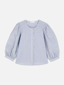 Popelinowa bluzka z bufiastymi rękawami