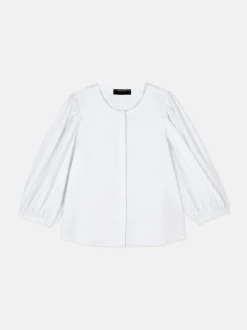 Popelinowa koszula z bufiastymi rękawami