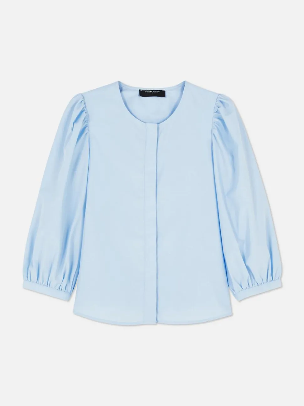 Popelinowa koszula z bufiastymi rękawami