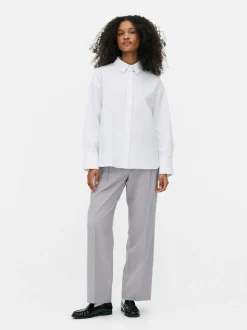 Popelinowa koszula z długim rękawem