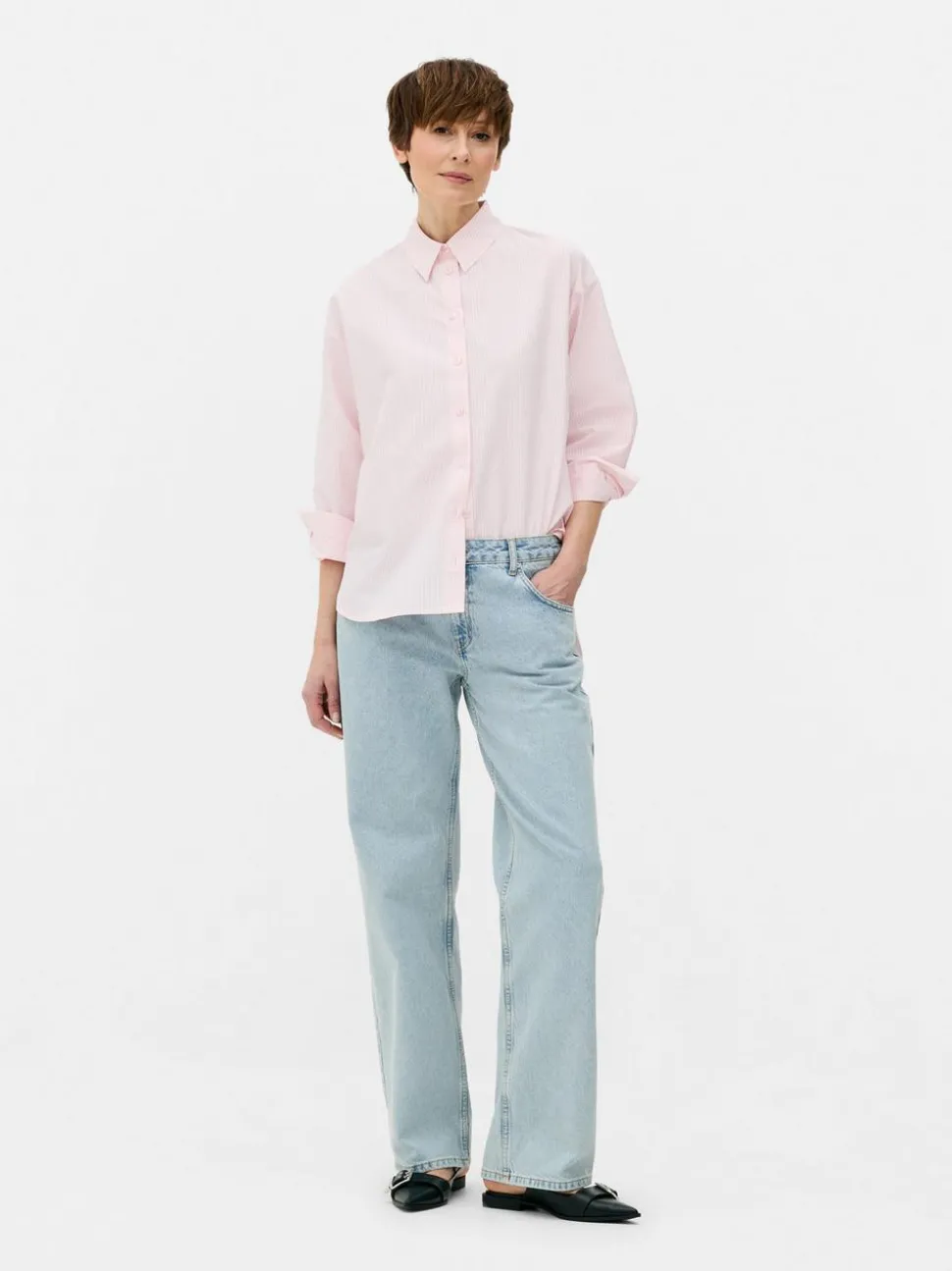 Popelinowa koszula z długim rękawem