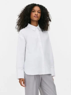 Popelinowa koszula z długim rękawem