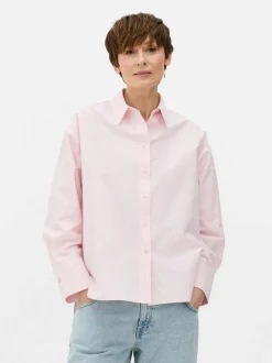 Popelinowa koszula z długim rękawem