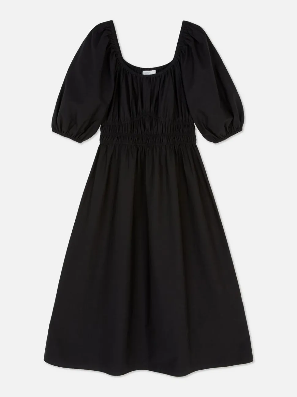 Popelinowa sukienka midi z marszczeniami