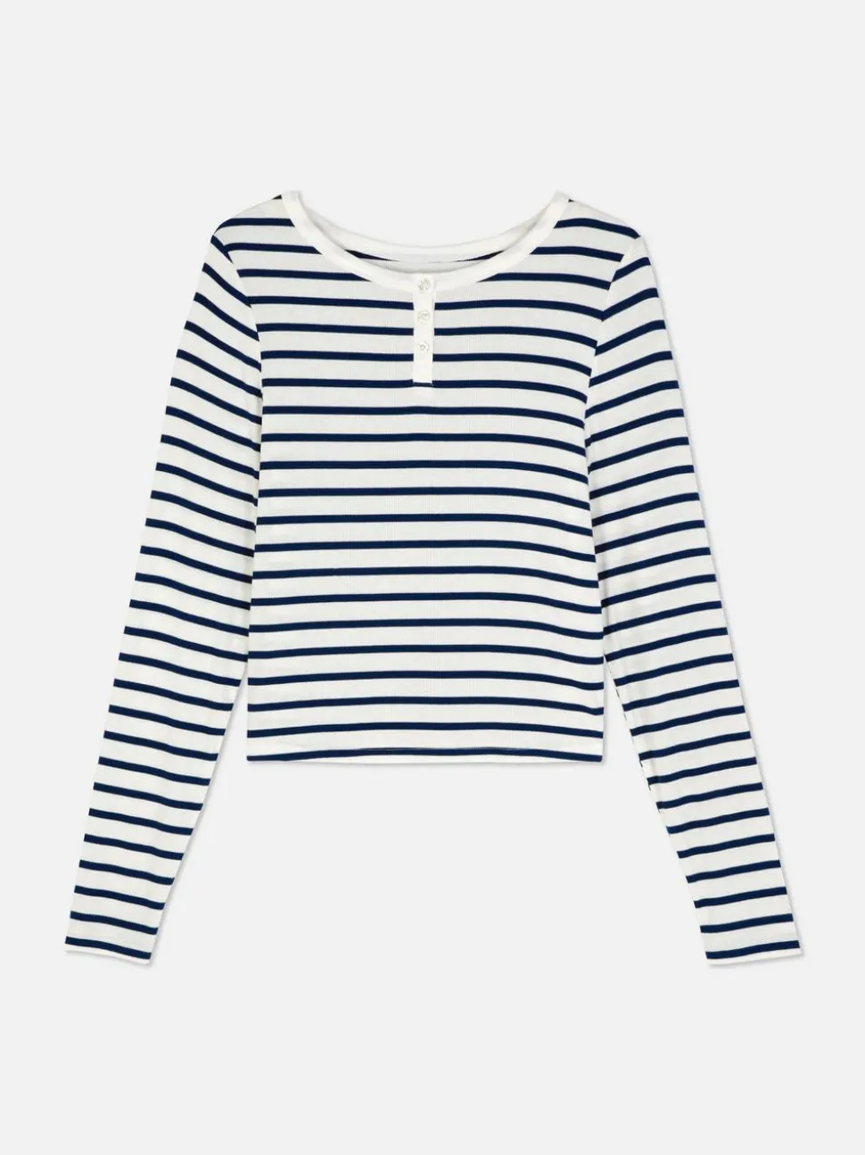 Prążkowana góra od piżamy w paski z długim rękawem