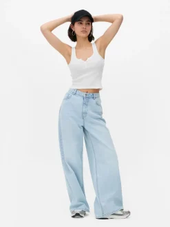 Prążkowana koszulka bez rękawów typu henley