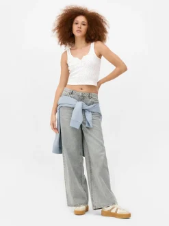 Prążkowana koszulka bez rękawów typu henley