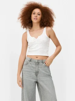 Prążkowana koszulka bez rękawów typu henley