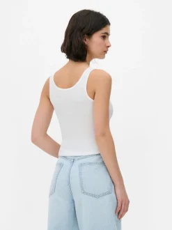 Prążkowana koszulka bez rękawów typu henley