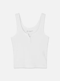 Prążkowana koszulka bez rękawów typu henley