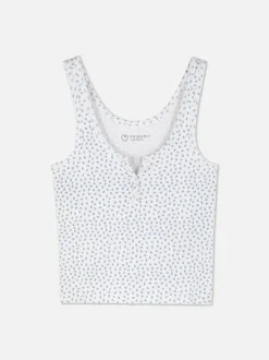 Prążkowana koszulka bez rękawów typu henley