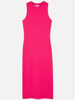 Prążkowana sukienka midi o fasonie bokserki