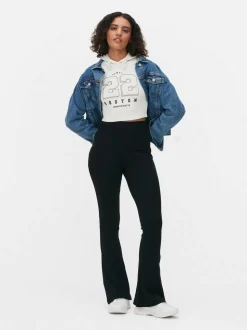 Prążkowane Legginsy z poszerzanymi nogawkami