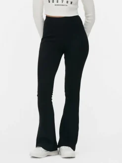 Prążkowane Legginsy z poszerzanymi nogawkami