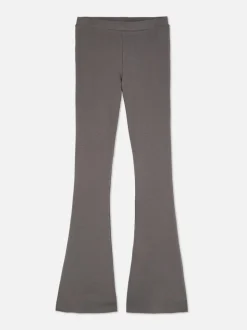 Prążkowane Legginsy z poszerzanymi nogawkami