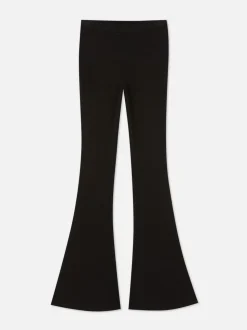 Prążkowane Legginsy z poszerzanymi nogawkami