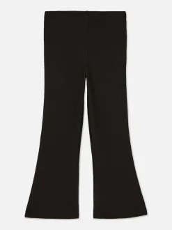 Prążkowane spodnie z rozszerzaną nogawką