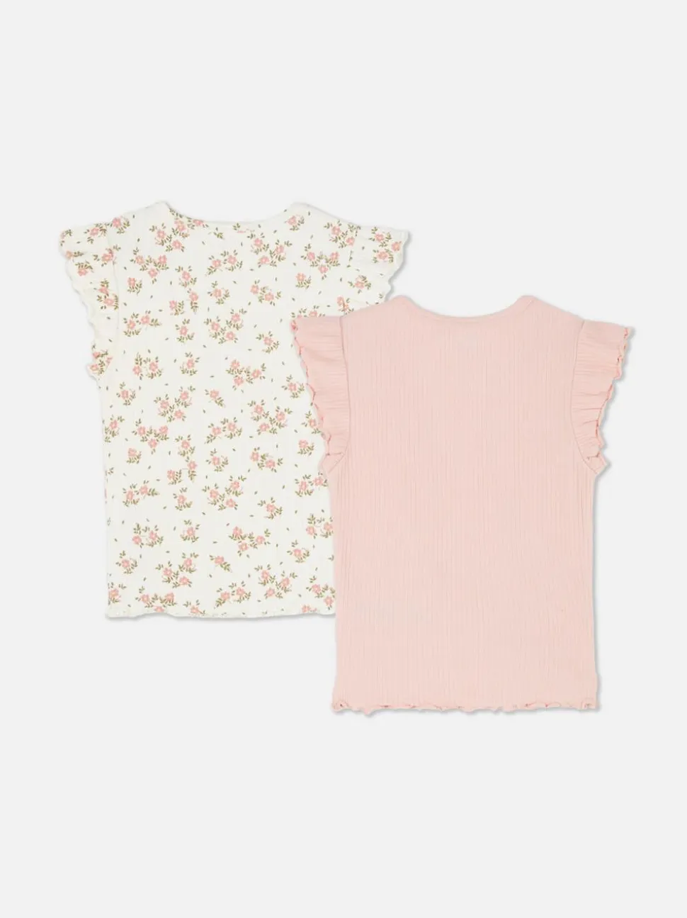 Prążkowane T-shirty z falbanką, 2 szt.