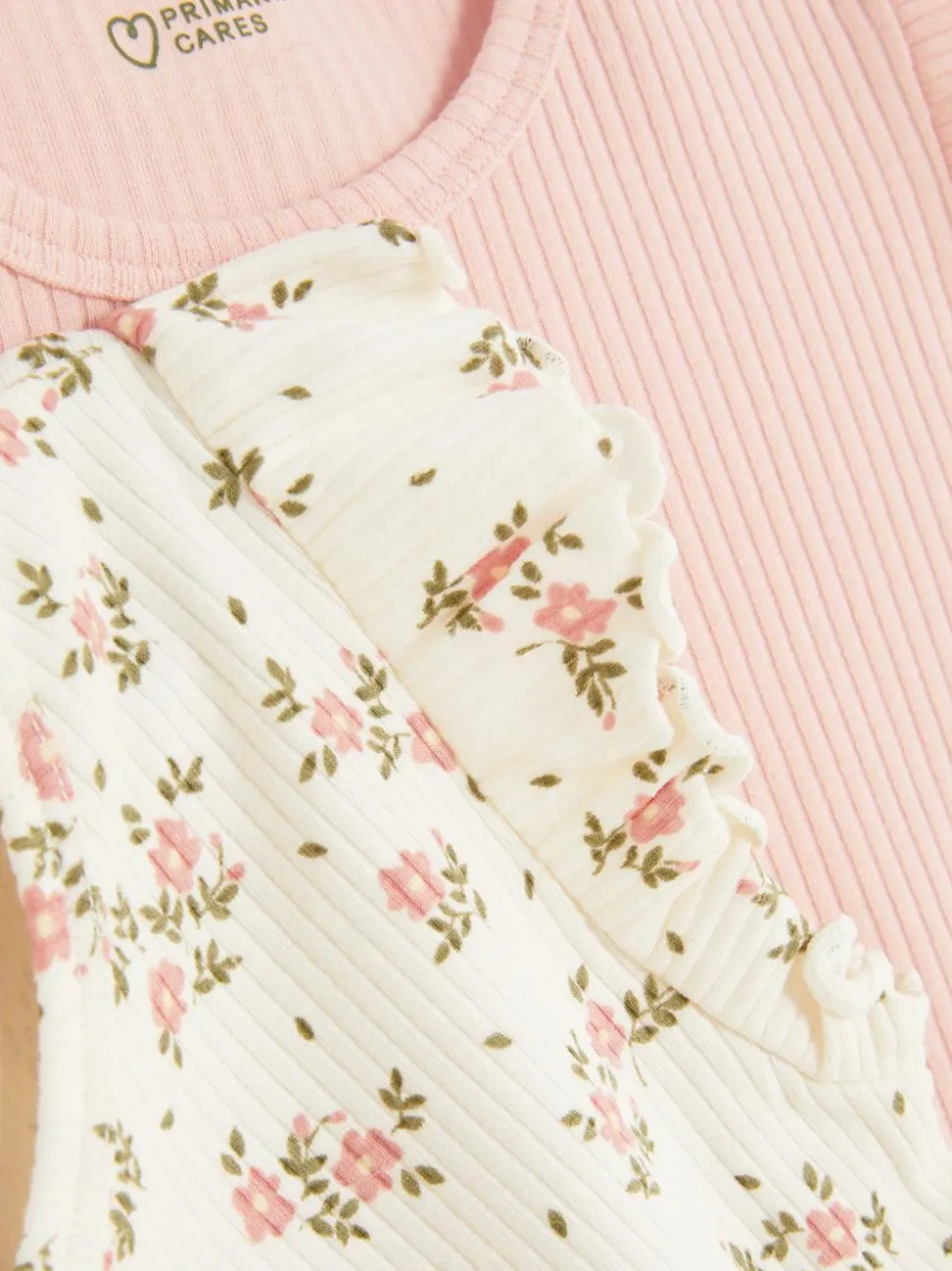 Prążkowane T-shirty z falbanką, 2 szt.