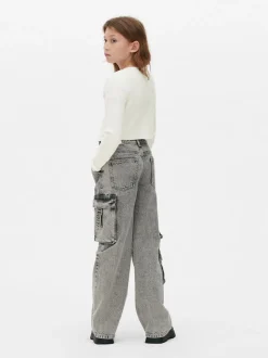 Prążkowany kardigan z wiązaniem z przodu