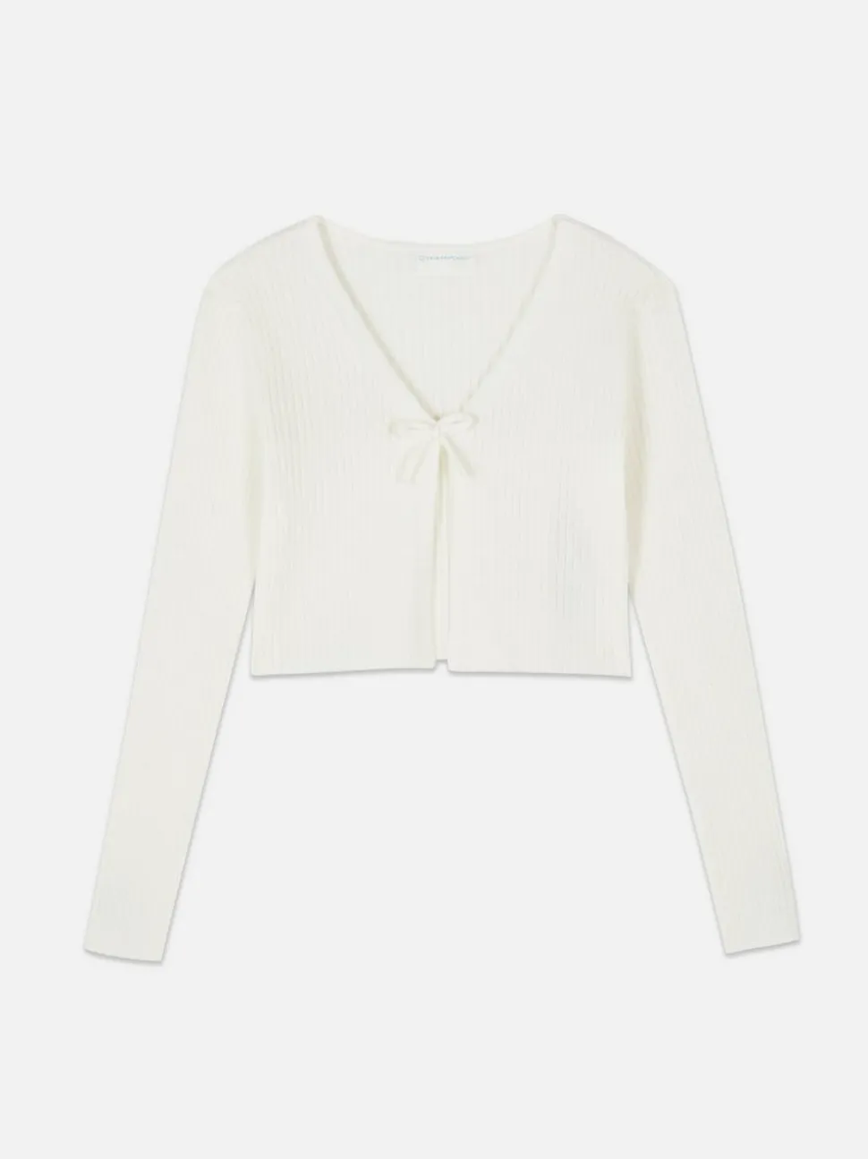 Prążkowany kardigan z wiązaniem z przodu