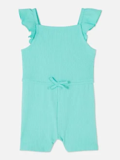 Prążkowany kombinezon z falbanką