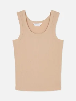 Prążkowany piżamowy top bez rękawów z modalu